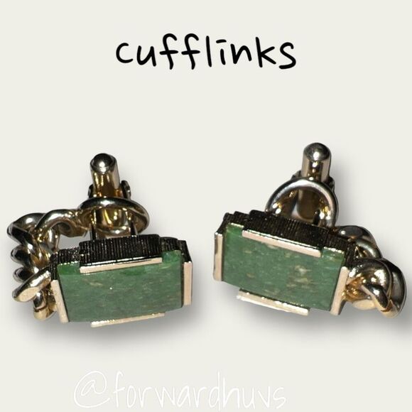 Vintage Stone Cufflinks with Goldtone Chain - Picture 1 of 12